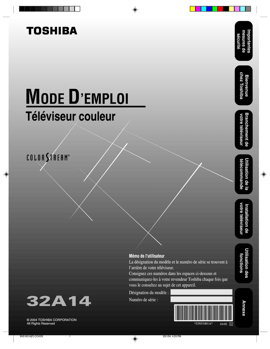 Toshiba 32A14 appendix 04/02 