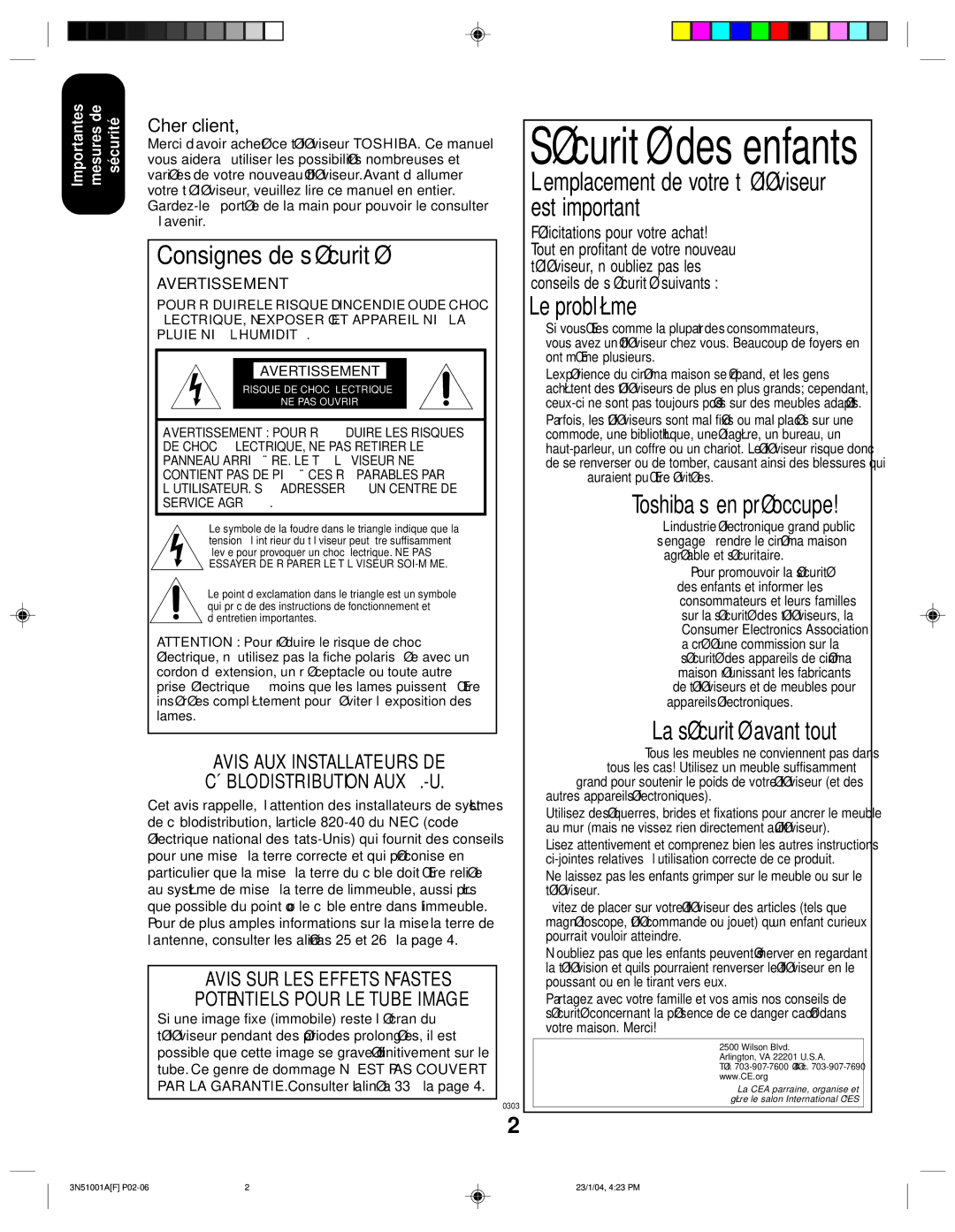 Toshiba 32A14 appendix Sécurité des enfants 