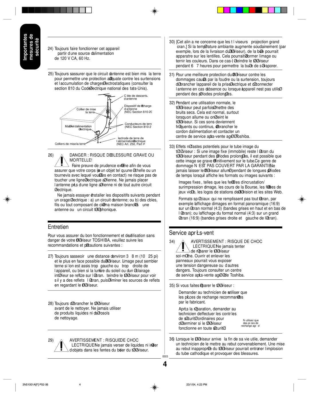 Toshiba 32A14 appendix Entretien 