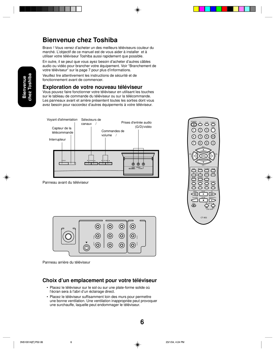 Toshiba 32A14 appendix Bienvenue chez Toshiba, Exploration de votre nouveau téléviseur 