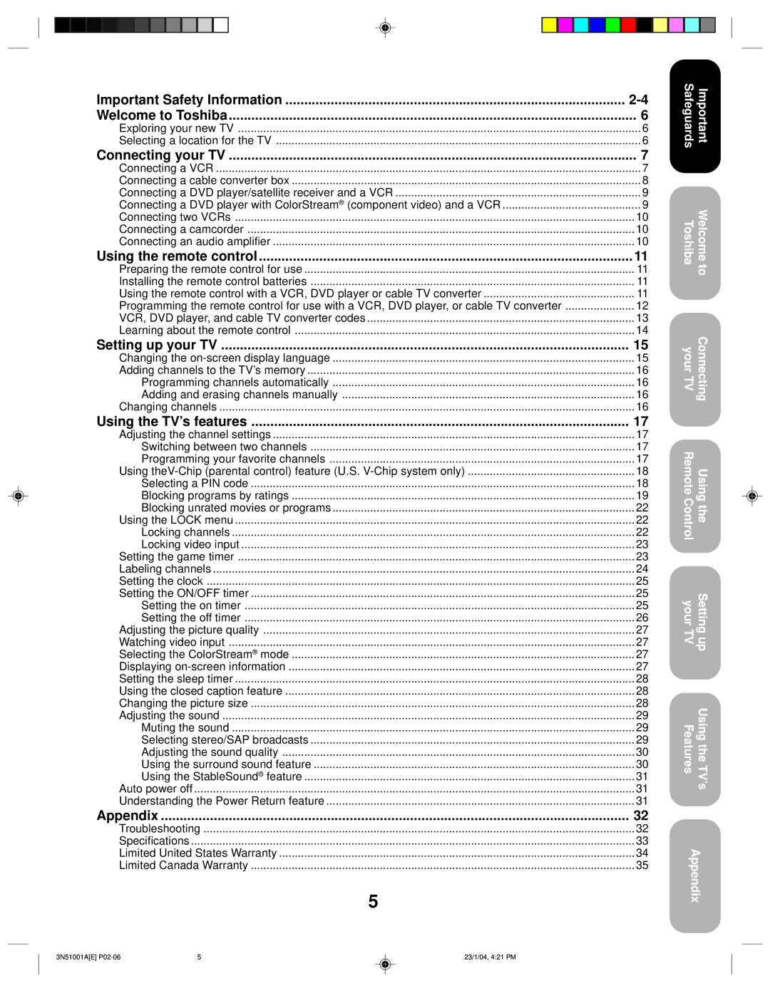 Toshiba 32A14 appendix Connecting your TV, Exploring your new TV Selecting a location for the TV 