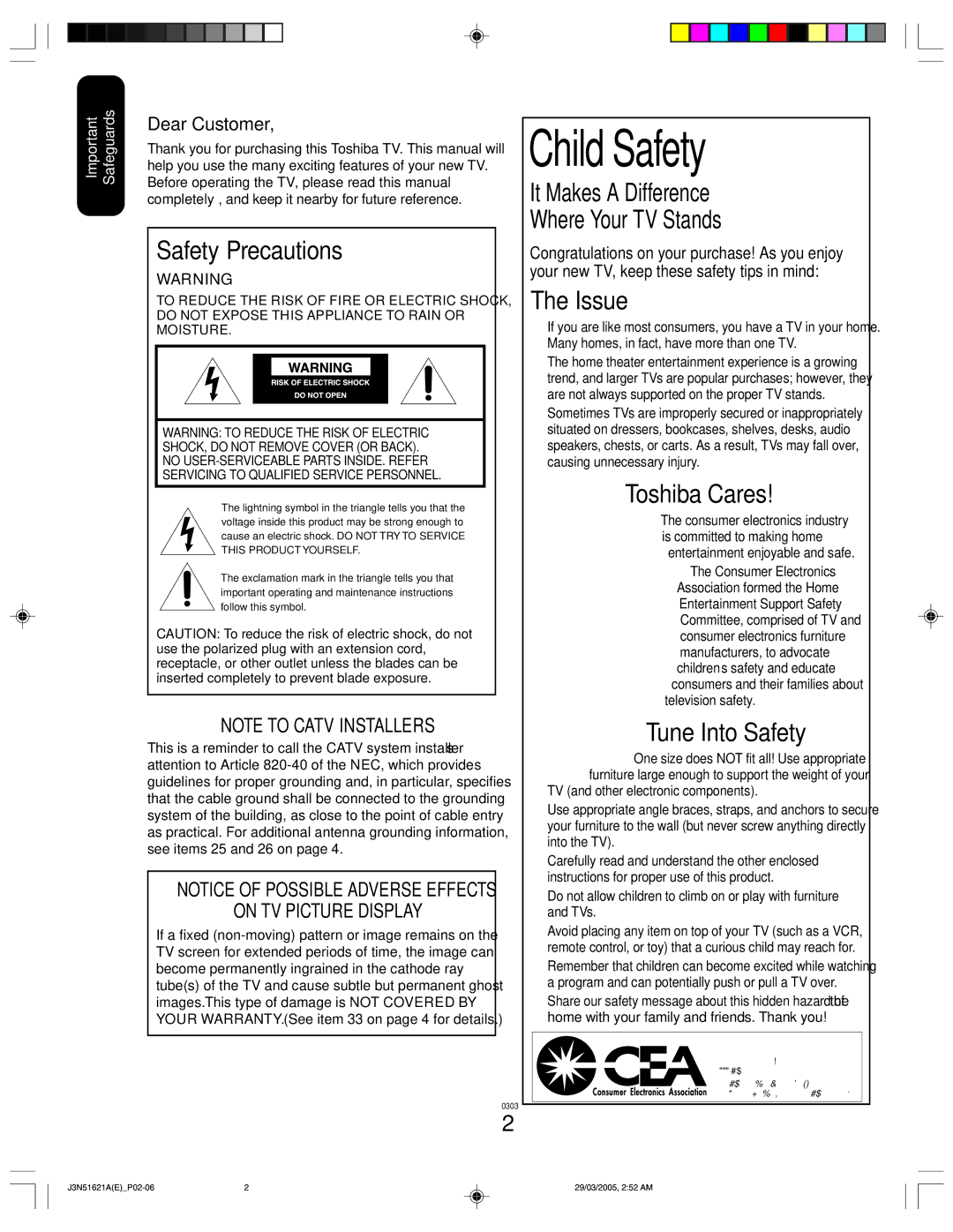 Toshiba 32A35 appendix Child Safety 