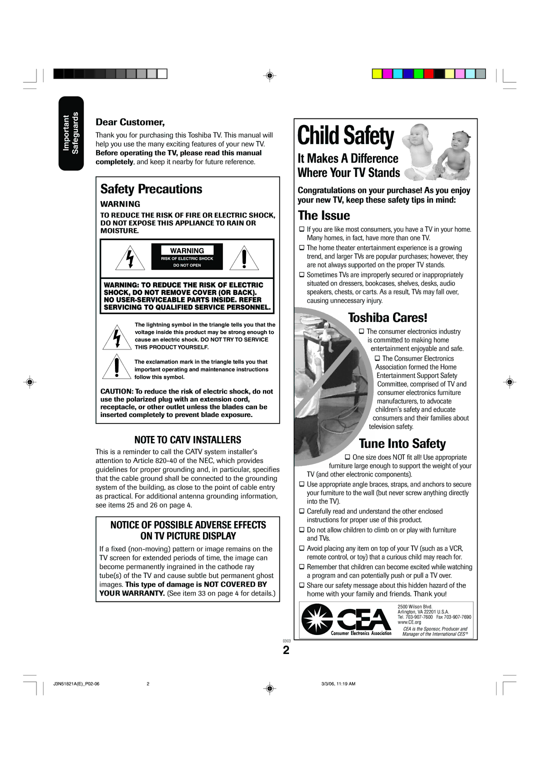 Toshiba 32A36C appendix Child Safety 