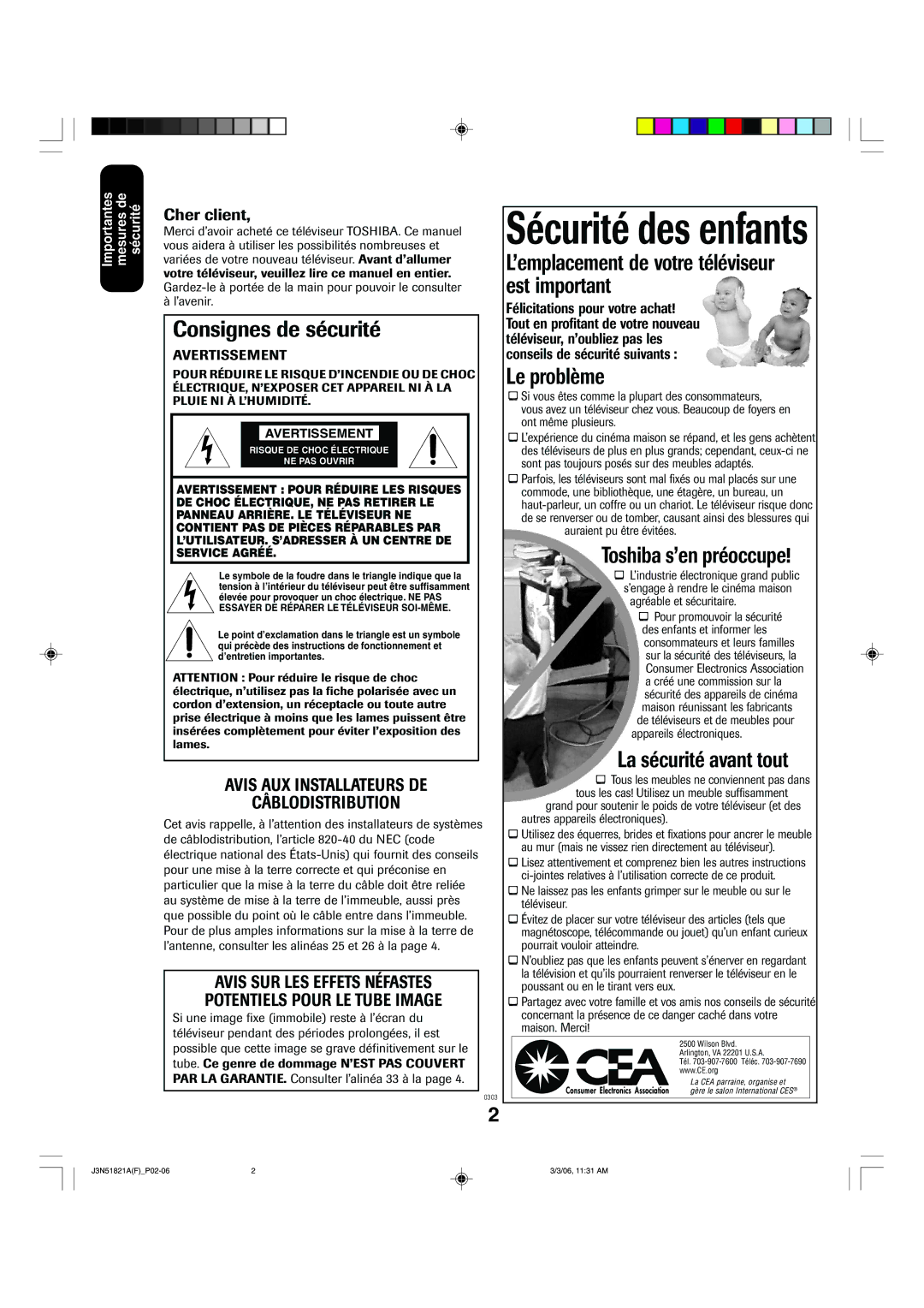 Toshiba 32A36C appendix Sécurité des enfants 