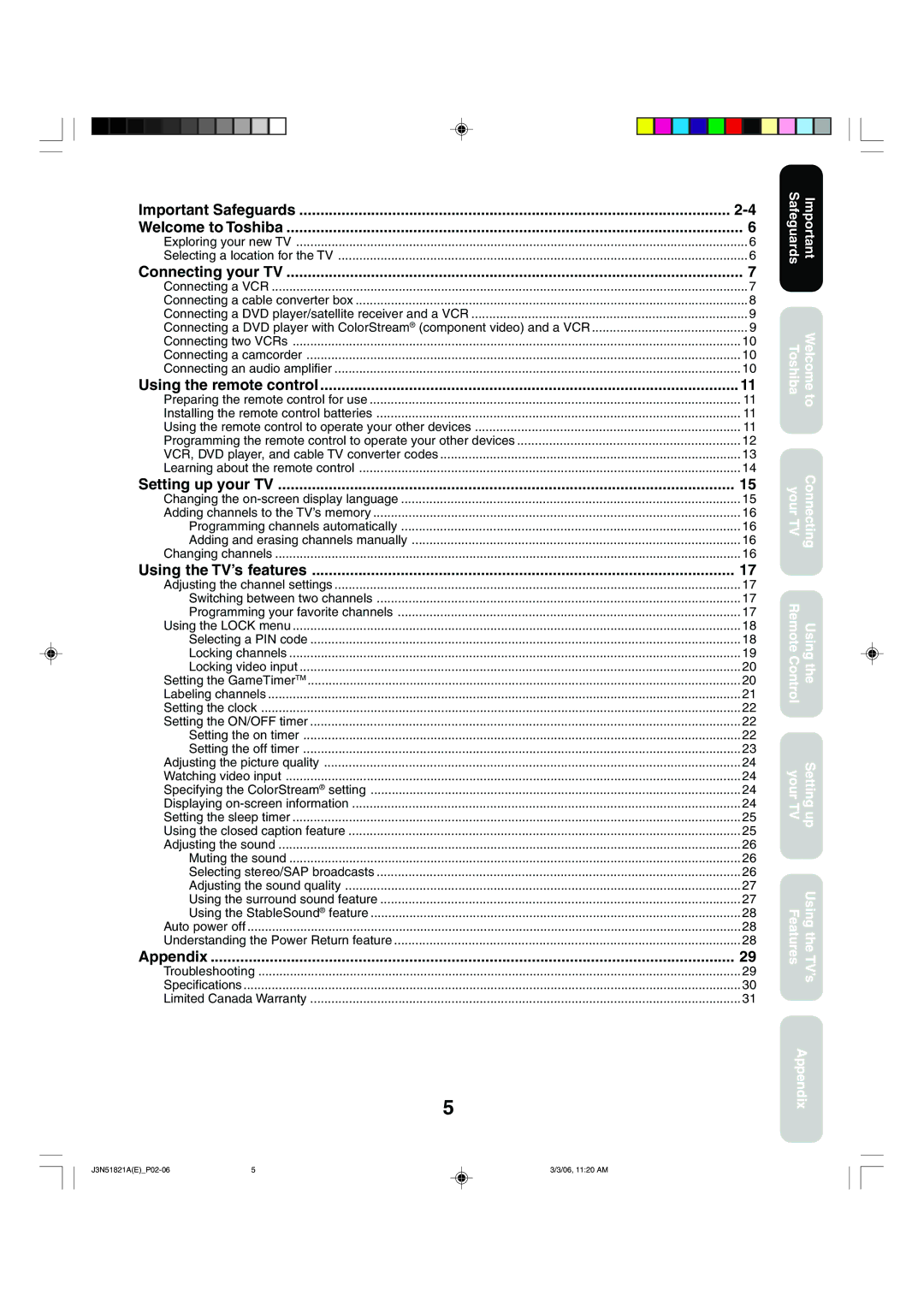 Toshiba 32A36C appendix Exploring your new TV Selecting a location for the TV 