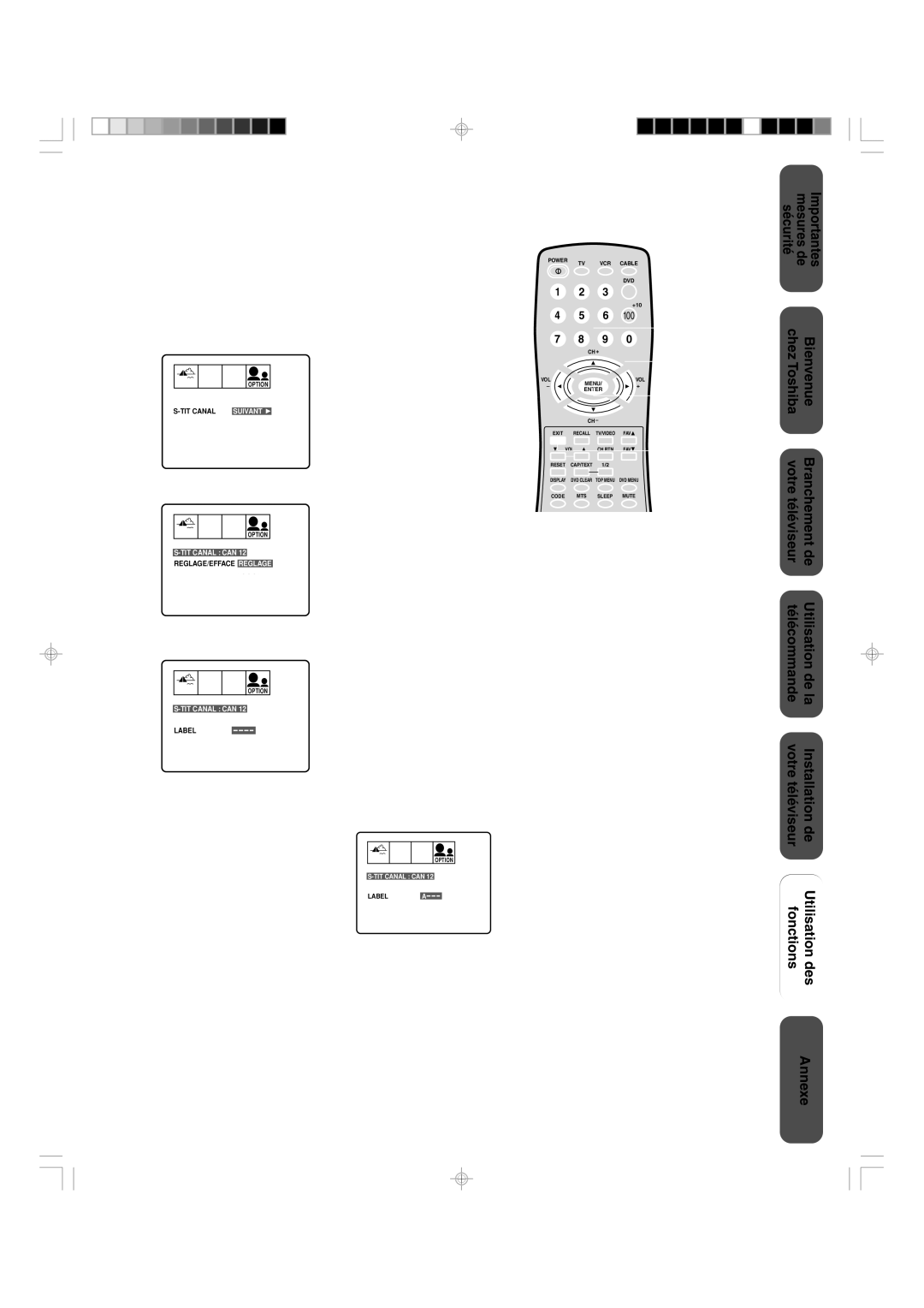 Toshiba 32A36C appendix Attribution d’un nom aux différentes chaînes, Sinon, un tiret apparaîtra dans cet, Espace 