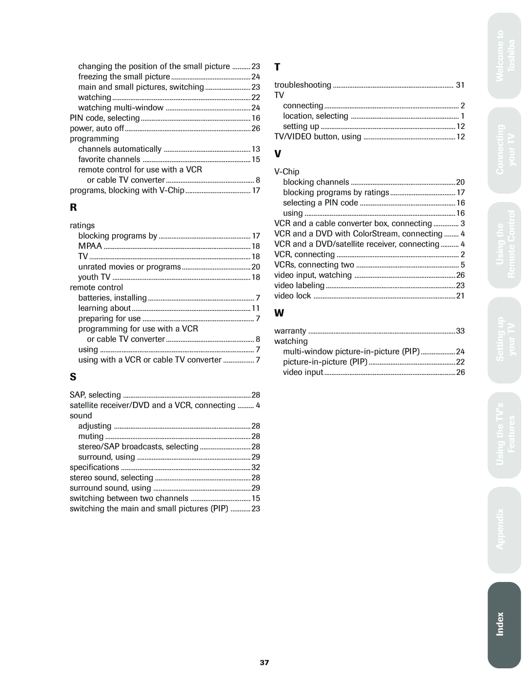 Toshiba 27A60, 32A60, 36A60 owner manual Programming 