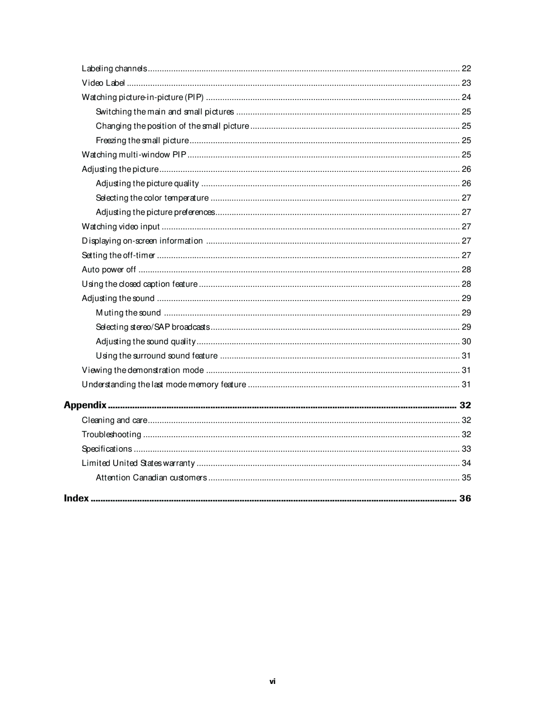 Toshiba 32A60, 27A60, 36A60 owner manual Appendix 