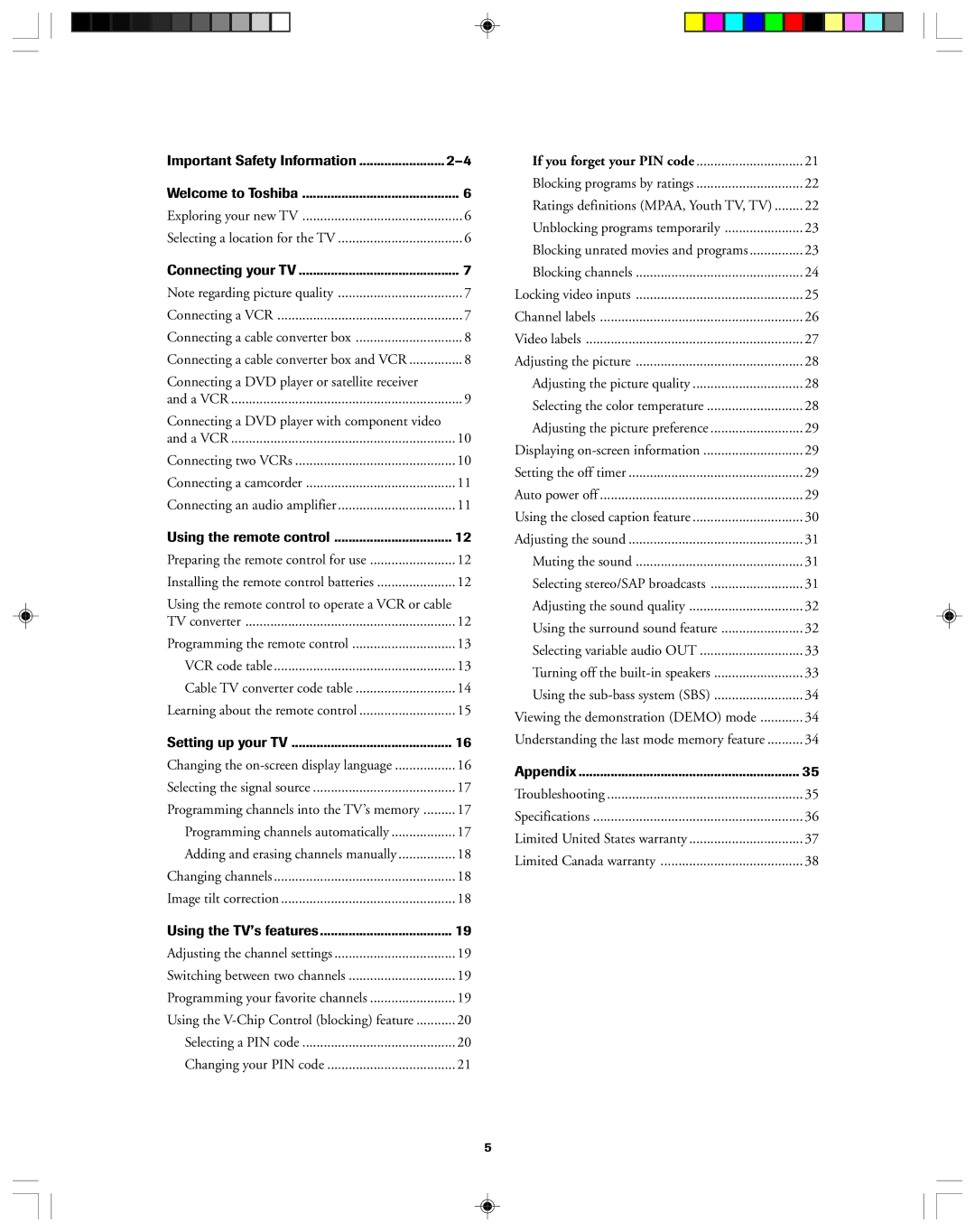 Toshiba 32AF13 owner manual Important Safety Information 2Ð4 