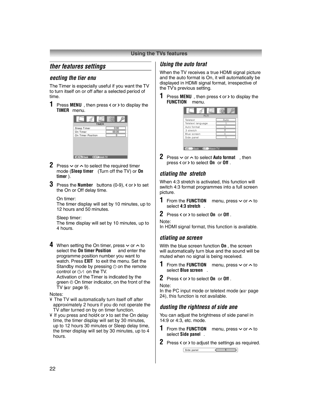 Toshiba 32AV600E owner manual Other features settings 