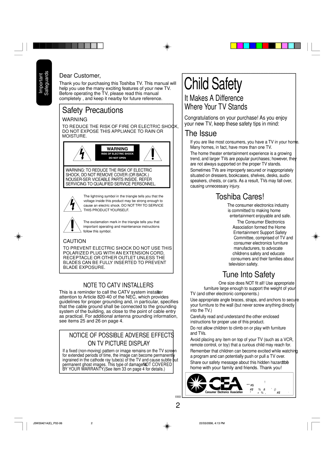 Toshiba 32DF46 appendix Child Safety 