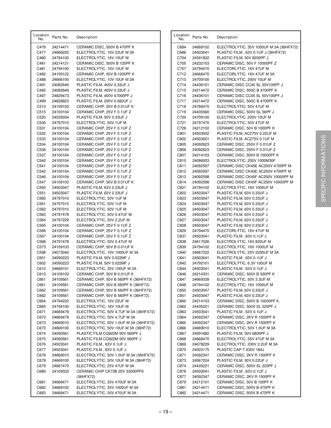 Toshiba 32HFX72 service manual ELECTROLYTIC, 16V 22UF M 3A 