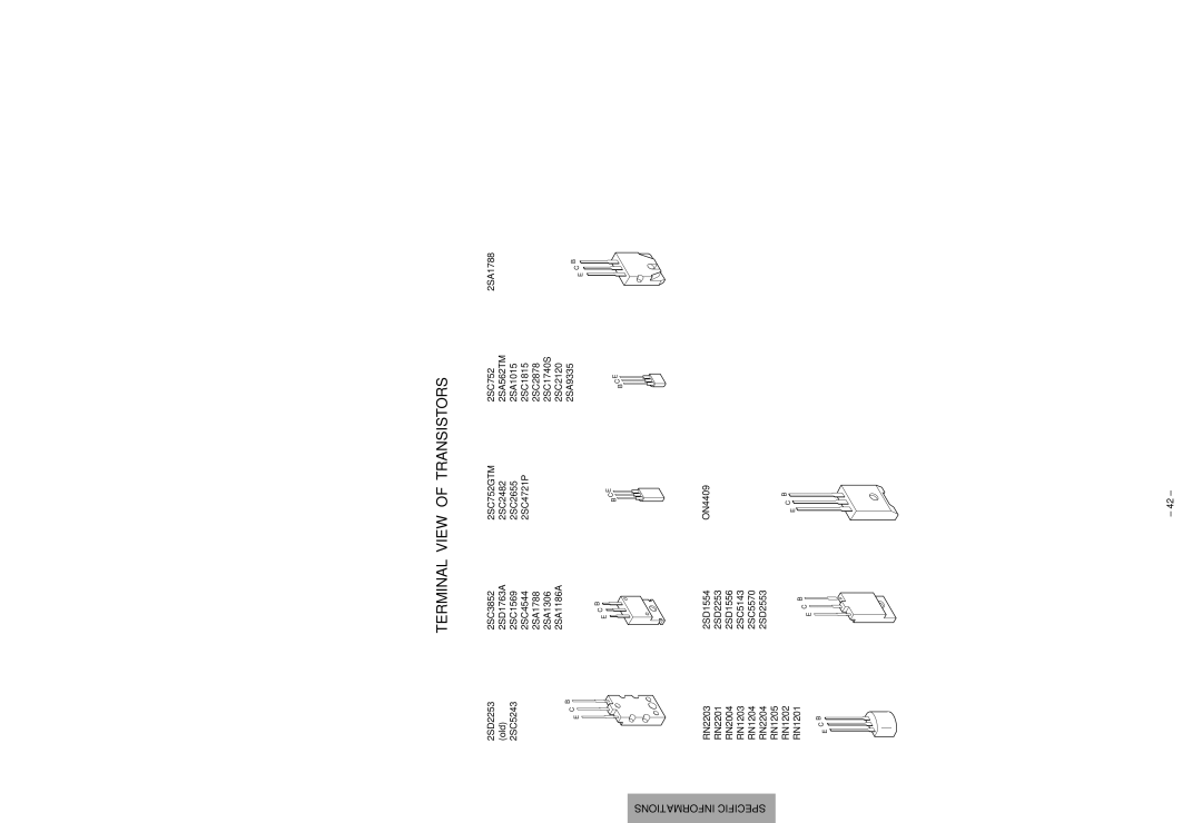 Toshiba 32HFX72 service manual Terminal View of Transistors 