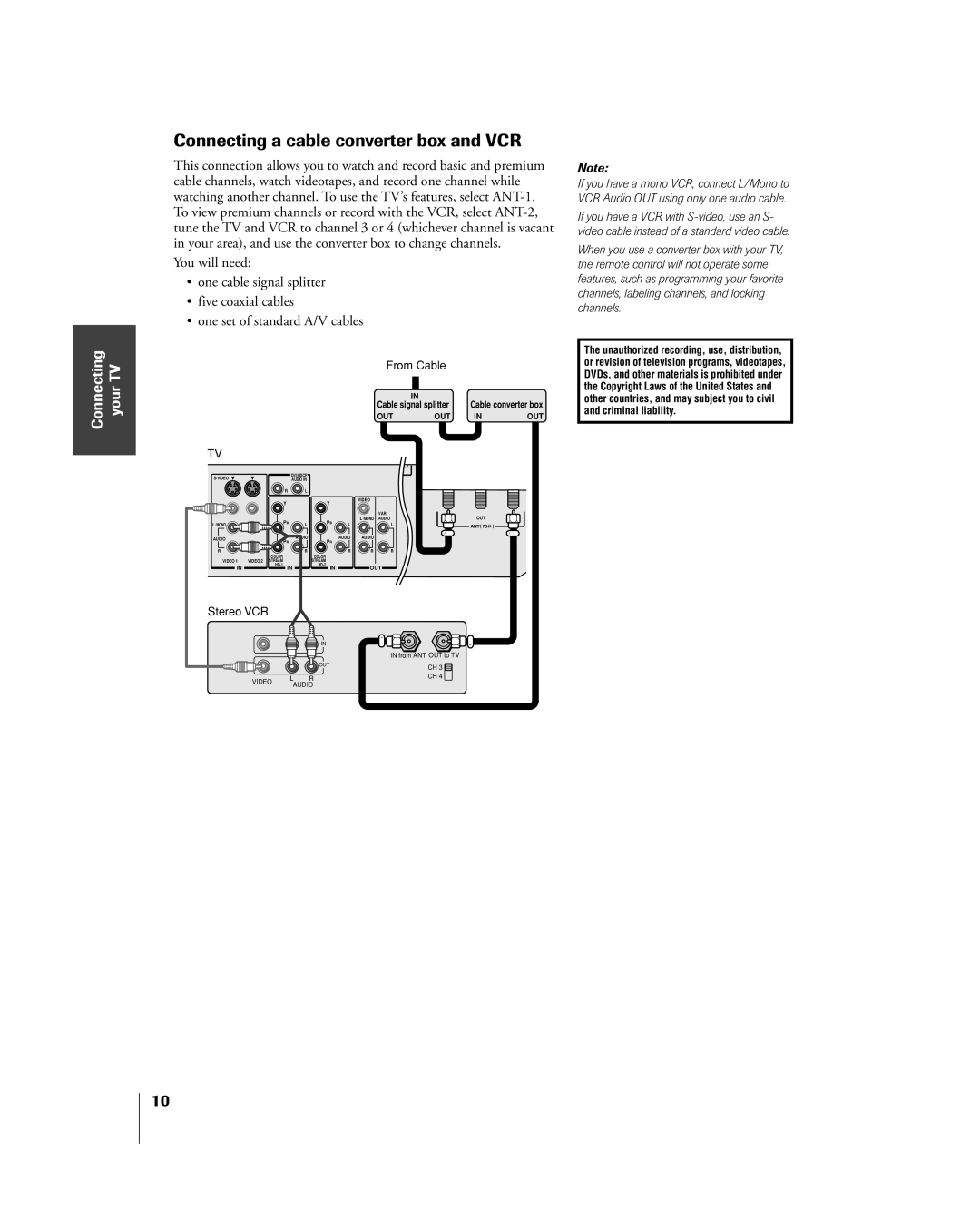 Toshiba 32HL83 owner manual Connecting a cable converter box and VCR, From Cable 