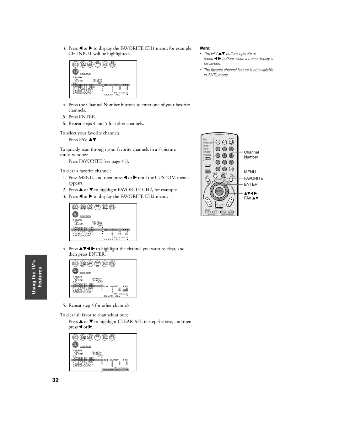 Toshiba 32HL83 owner manual Using the TVÕs Features 