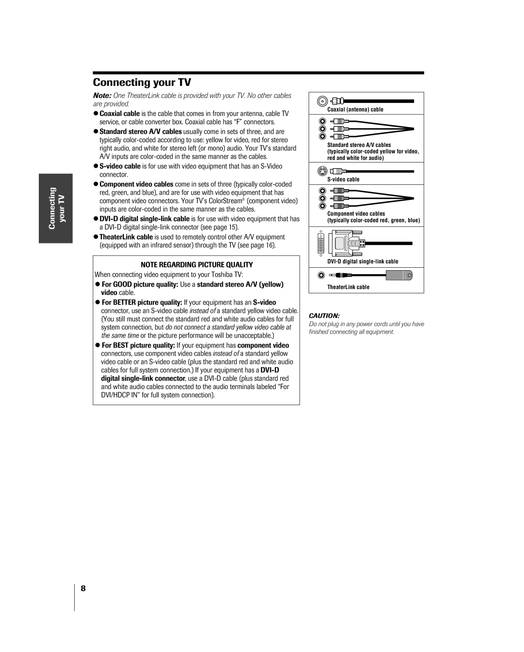 Toshiba 32HL83 owner manual Connecting your TV 