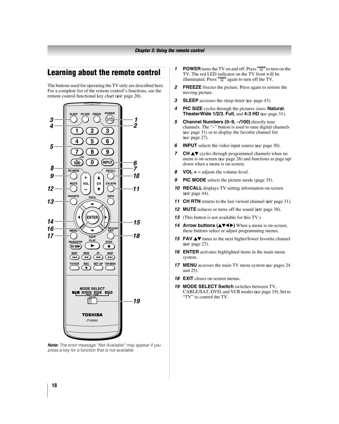 Toshiba 32HL86, 37HL86, 26HL86 manual Learning about the remote control 