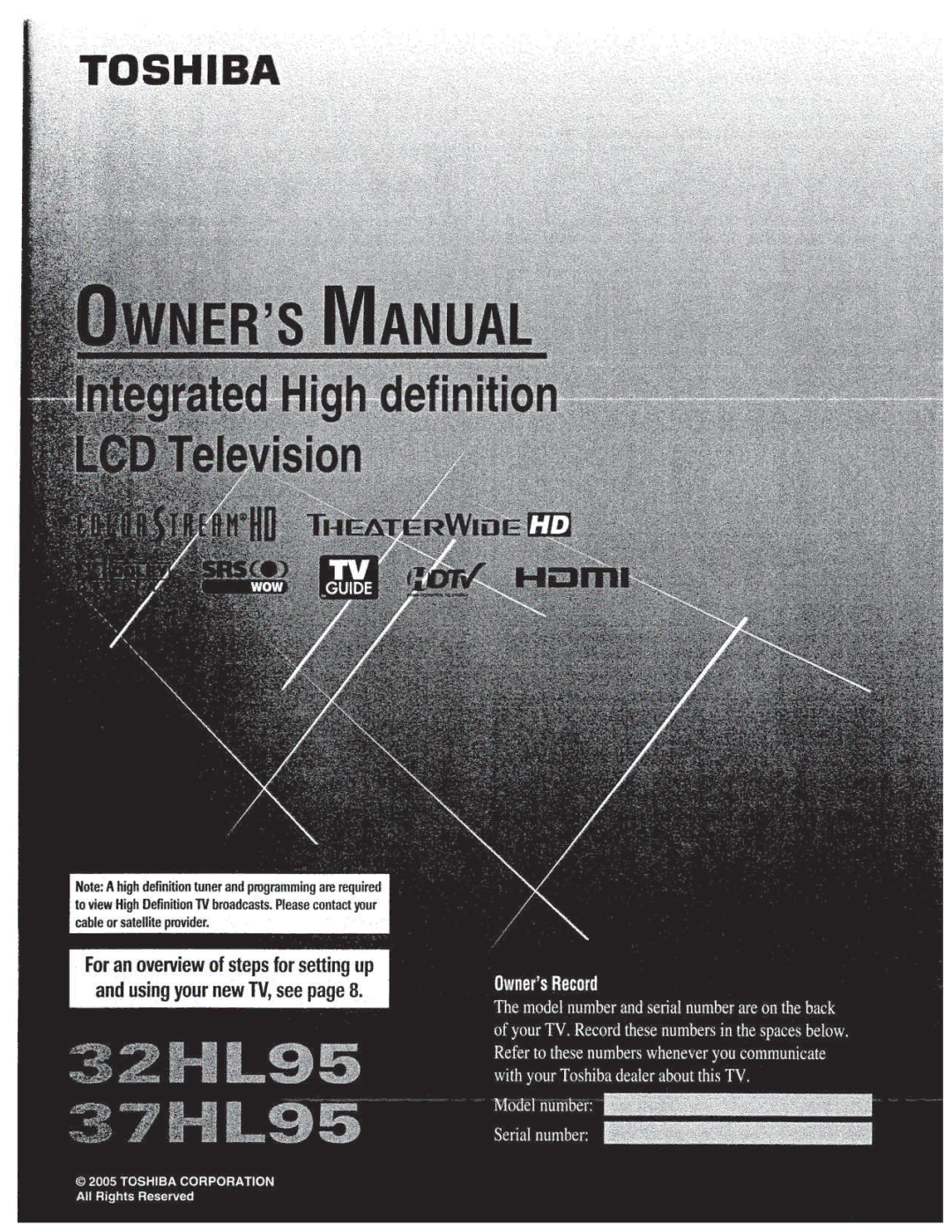 Toshiba 37HL95, 32HL95 manual 