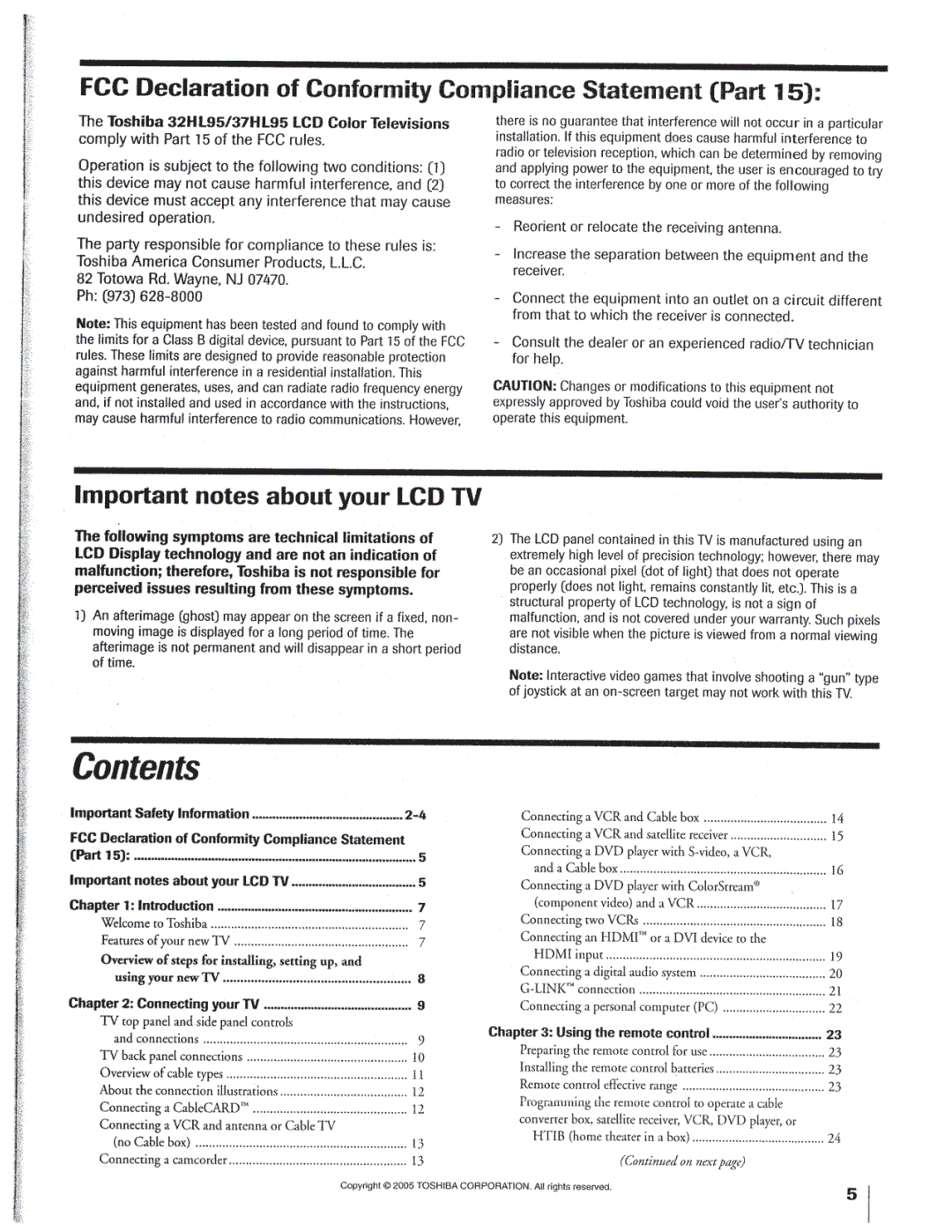 Toshiba 37HL95, 32HL95 manual 