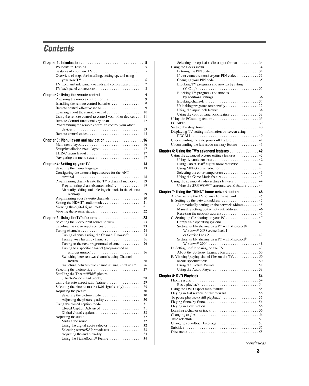 Toshiba 32HLV66 manual Contents 