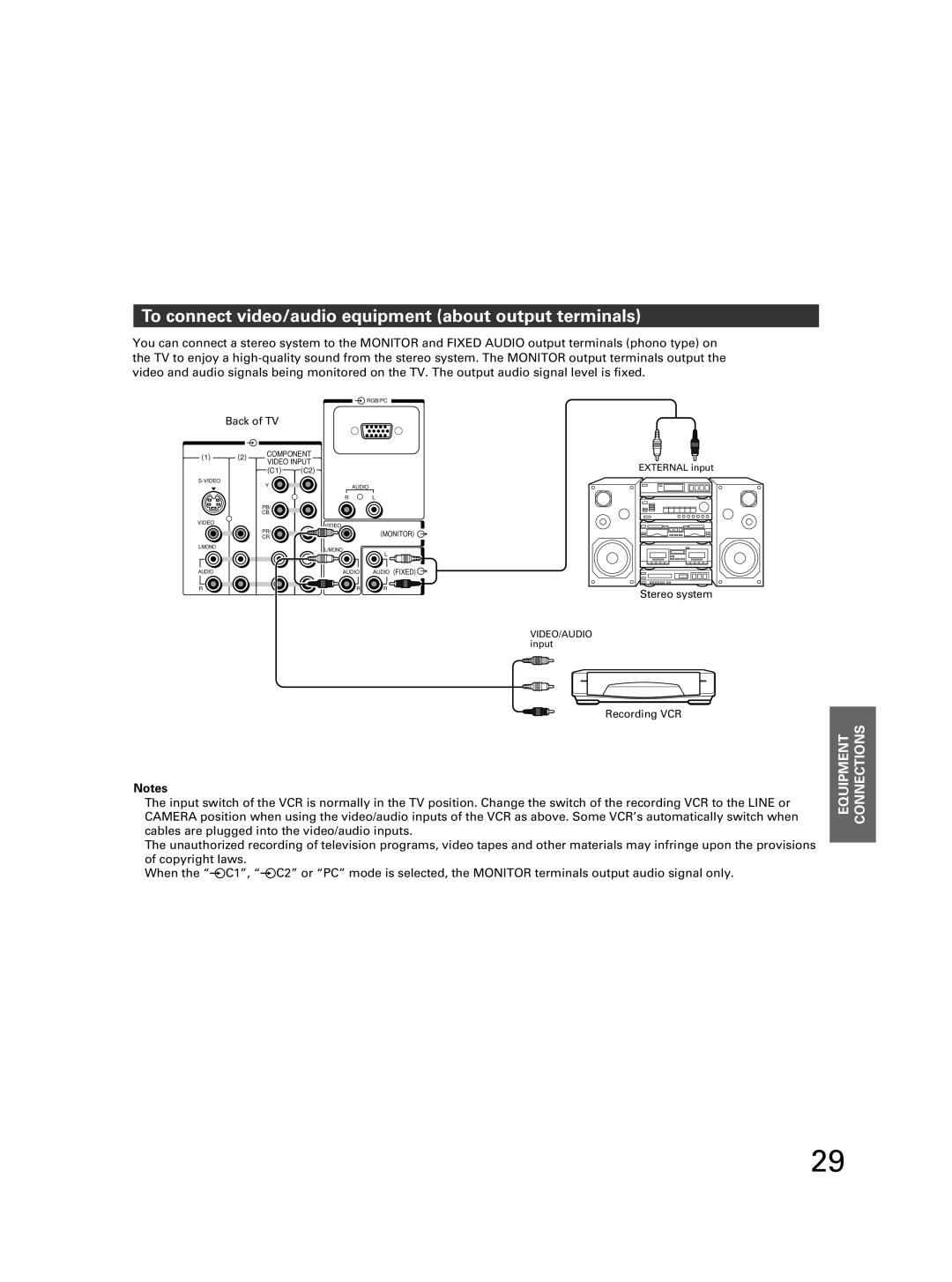 Toshiba 32JW8UA owner manual To connect video/audio equipment about output terminals, TVS Getting Started Introduction 