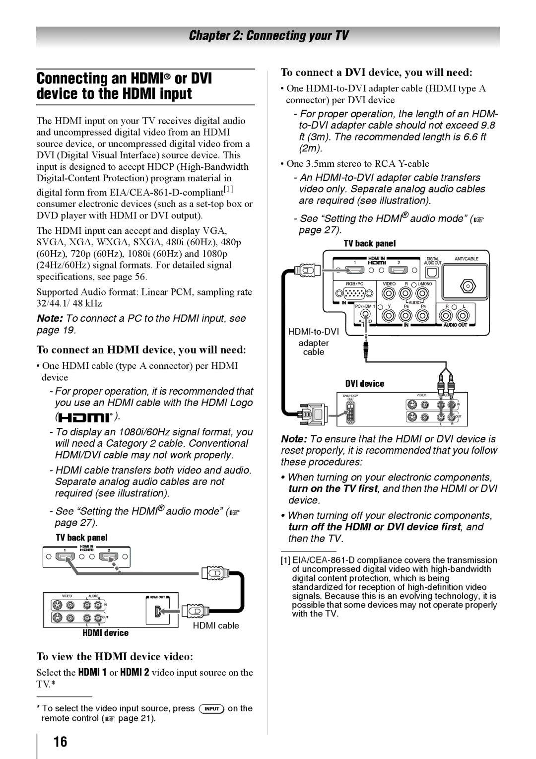 Toshiba 24SL410U, 32SL410U, 19SL410U owner manual To connect an Hdmi device, you will need, To view the Hdmi device video 