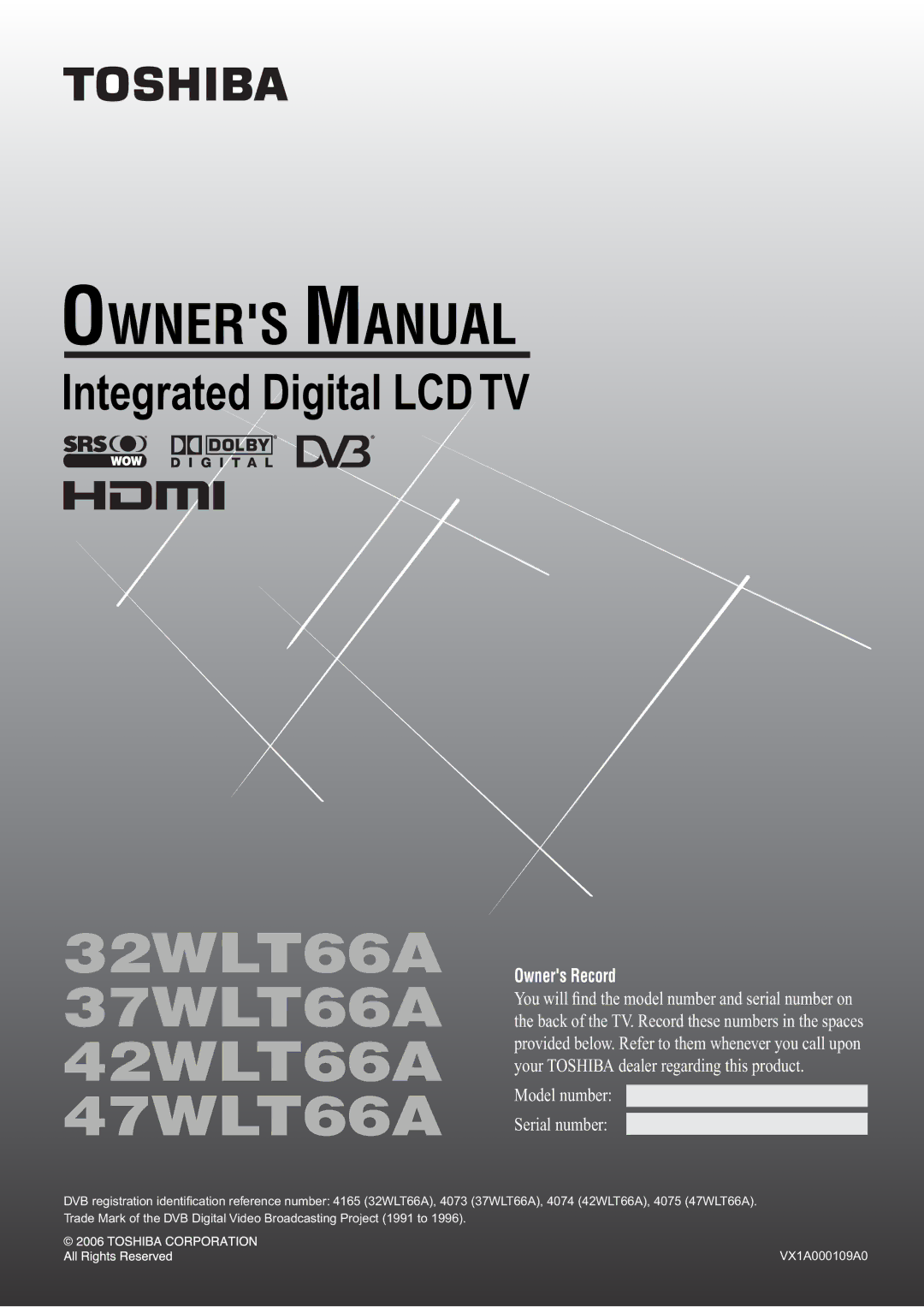 Toshiba owner manual 32WLT66A 37WLT66A 42WLT66A 47WLT66A 