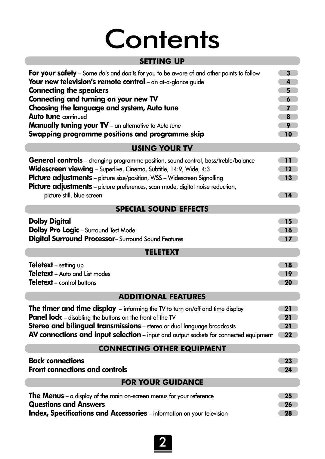 Toshiba 32ZP18P, 36ZP18P owner manual Contents 