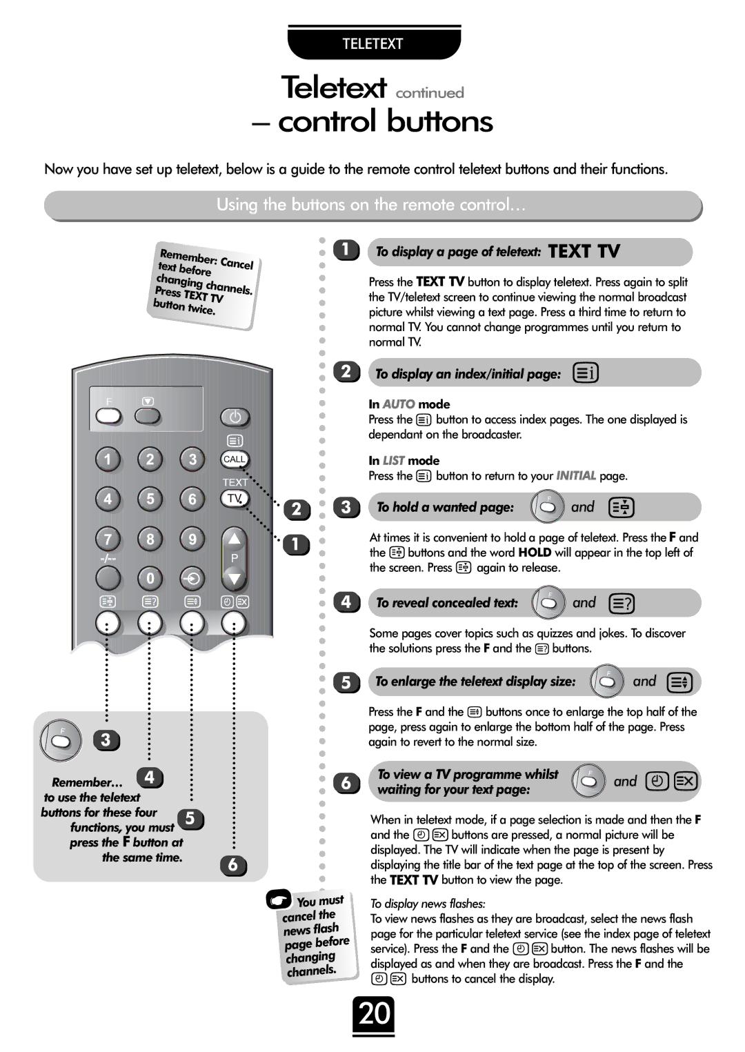 Toshiba 32ZP18P, 36ZP18P owner manual Teletext Control buttons, Using the buttons on the remote control… 