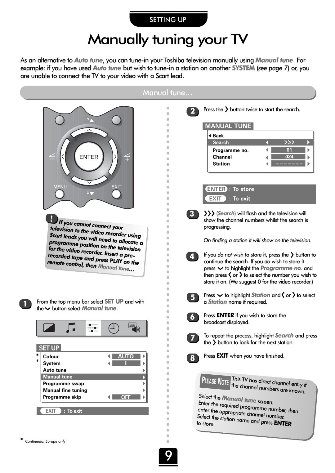 Toshiba 32ZP18P, 36ZP18P owner manual Manually tuning your TV, Manual tune…, Set Up 