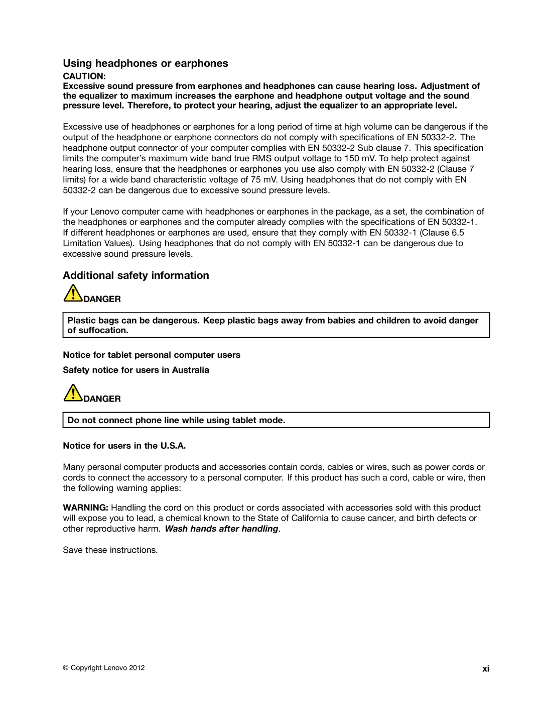 Toshiba 33474HU manual Using headphones or earphones, Additional safety information 