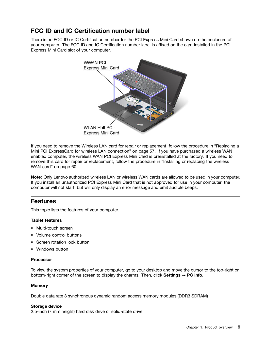 Toshiba 33474HU manual FCC ID and IC Certification number label, Features 