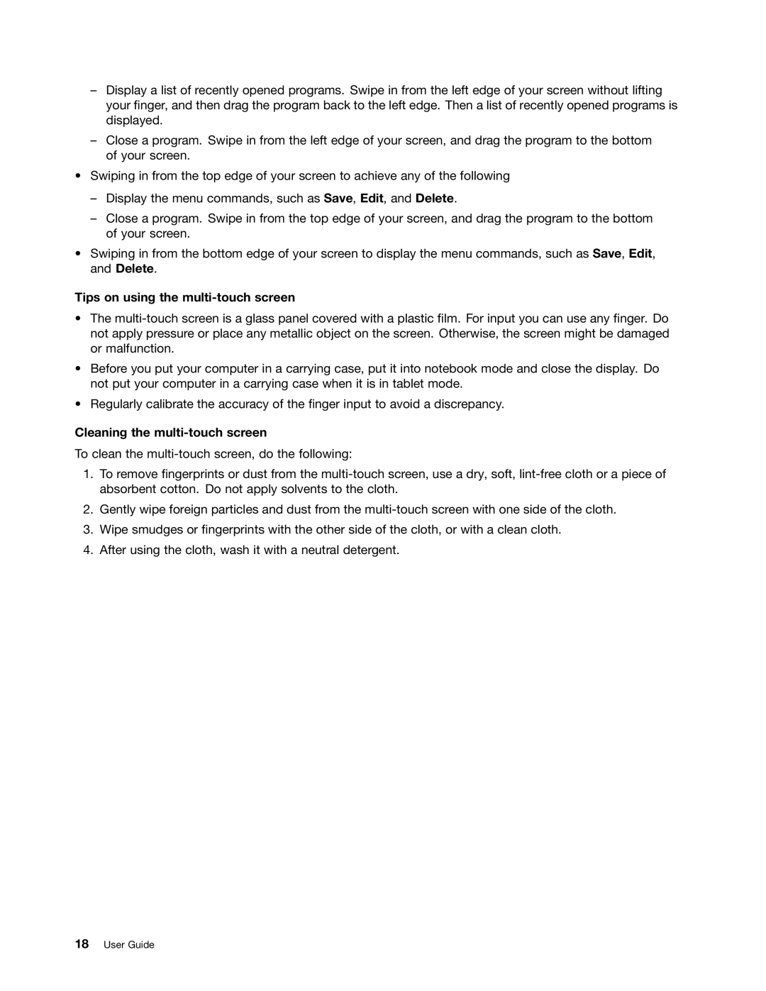 Toshiba 33474HU manual Tips on using the multi-touch screen, Cleaning the multi-touch screen 