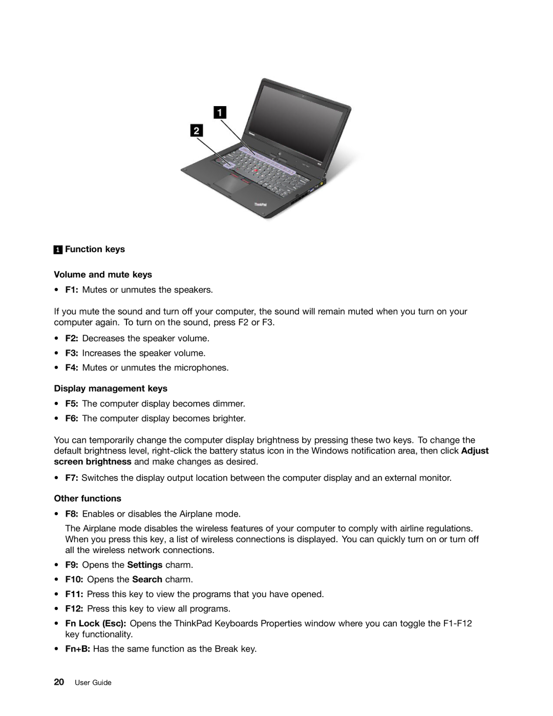 Toshiba 33474HU manual Function keys Volume and mute keys, Display management keys, Other functions 