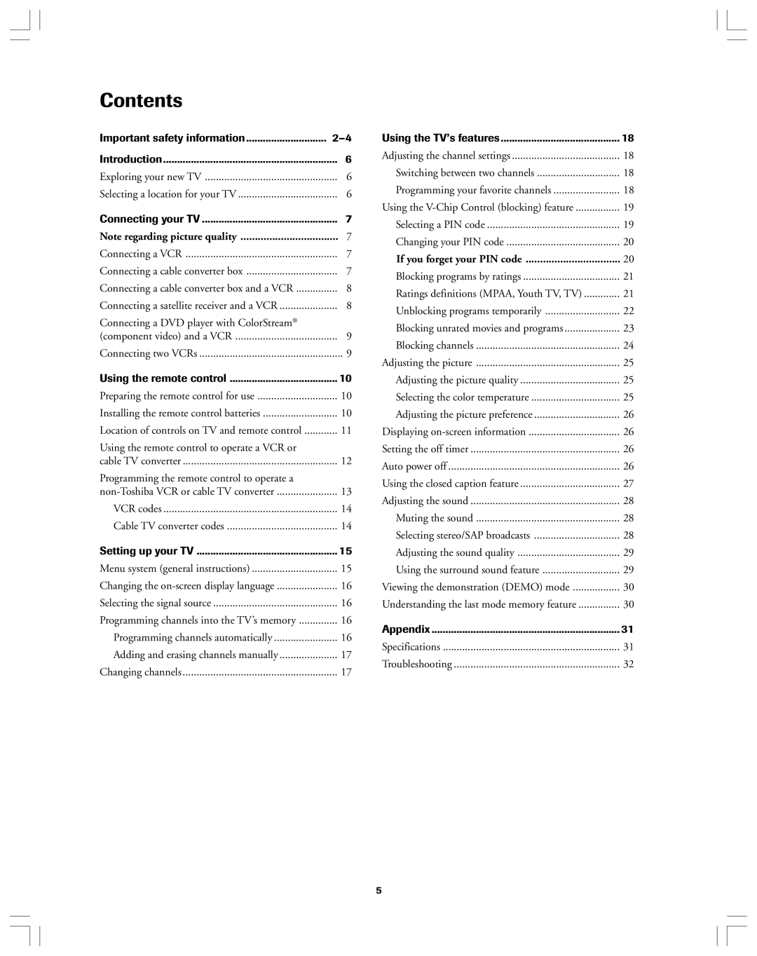 Toshiba 34AS42 owner manual Contents 