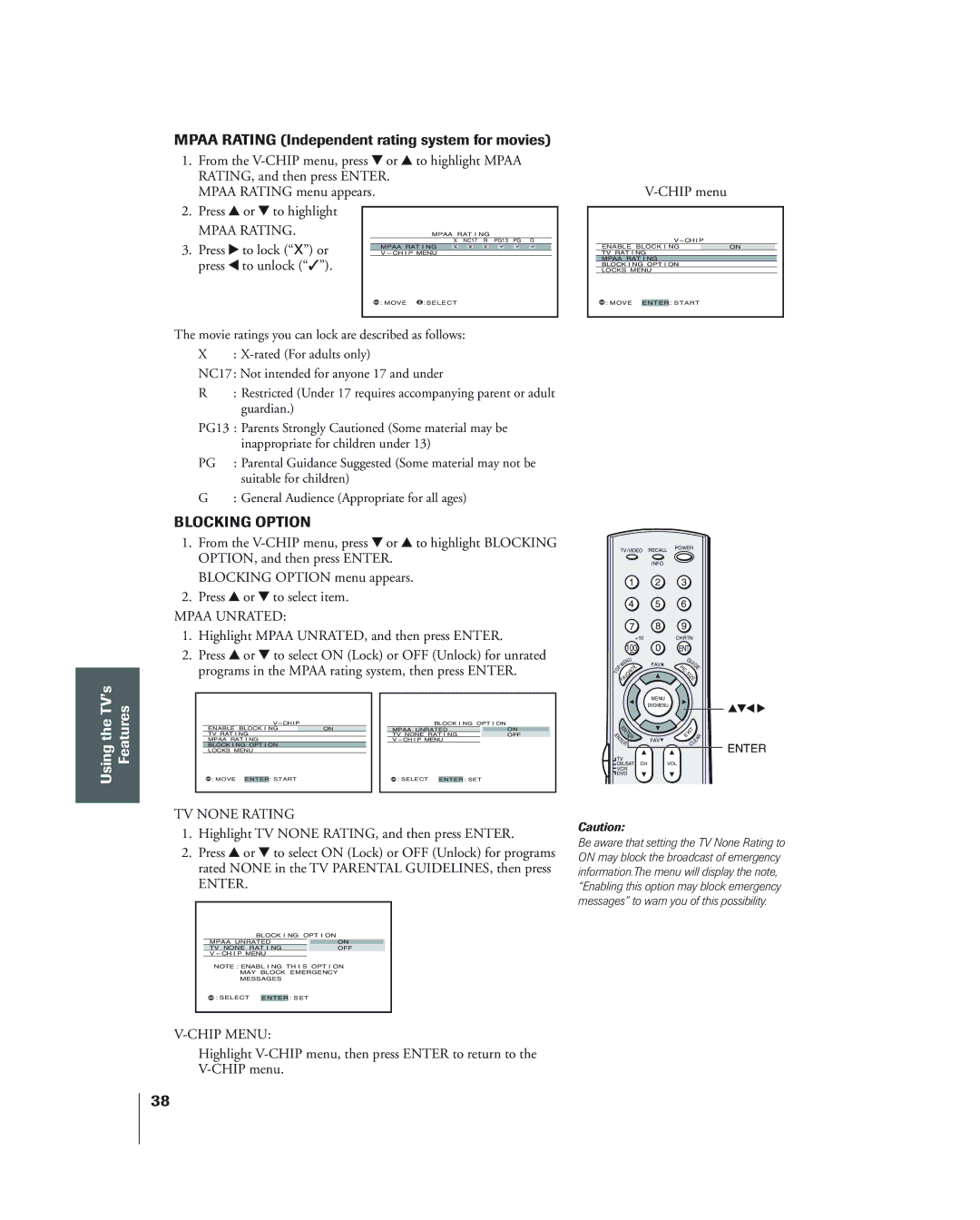 Toshiba 34HF84 Introduction Connecting YourTV Usingthe RemoteControl, Mpaa Rating Independent rating system for movies 