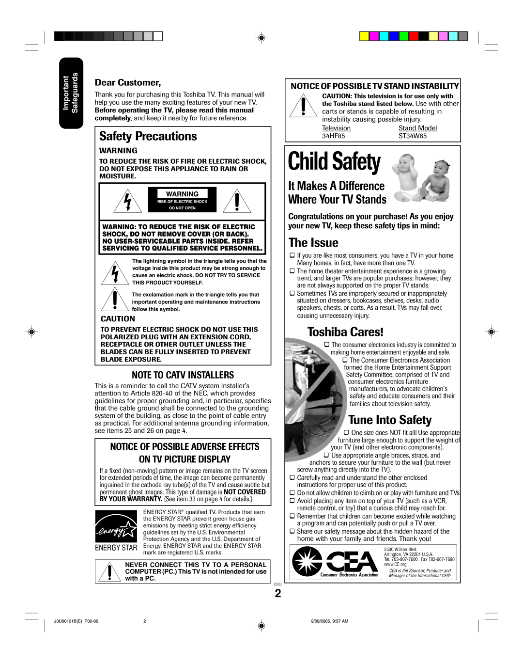 Toshiba 34HF85 appendix Child Safety 