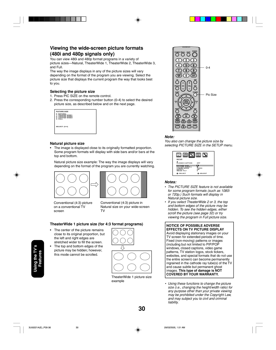 Toshiba 34HF85C appendix 123THEATERWIDE123 