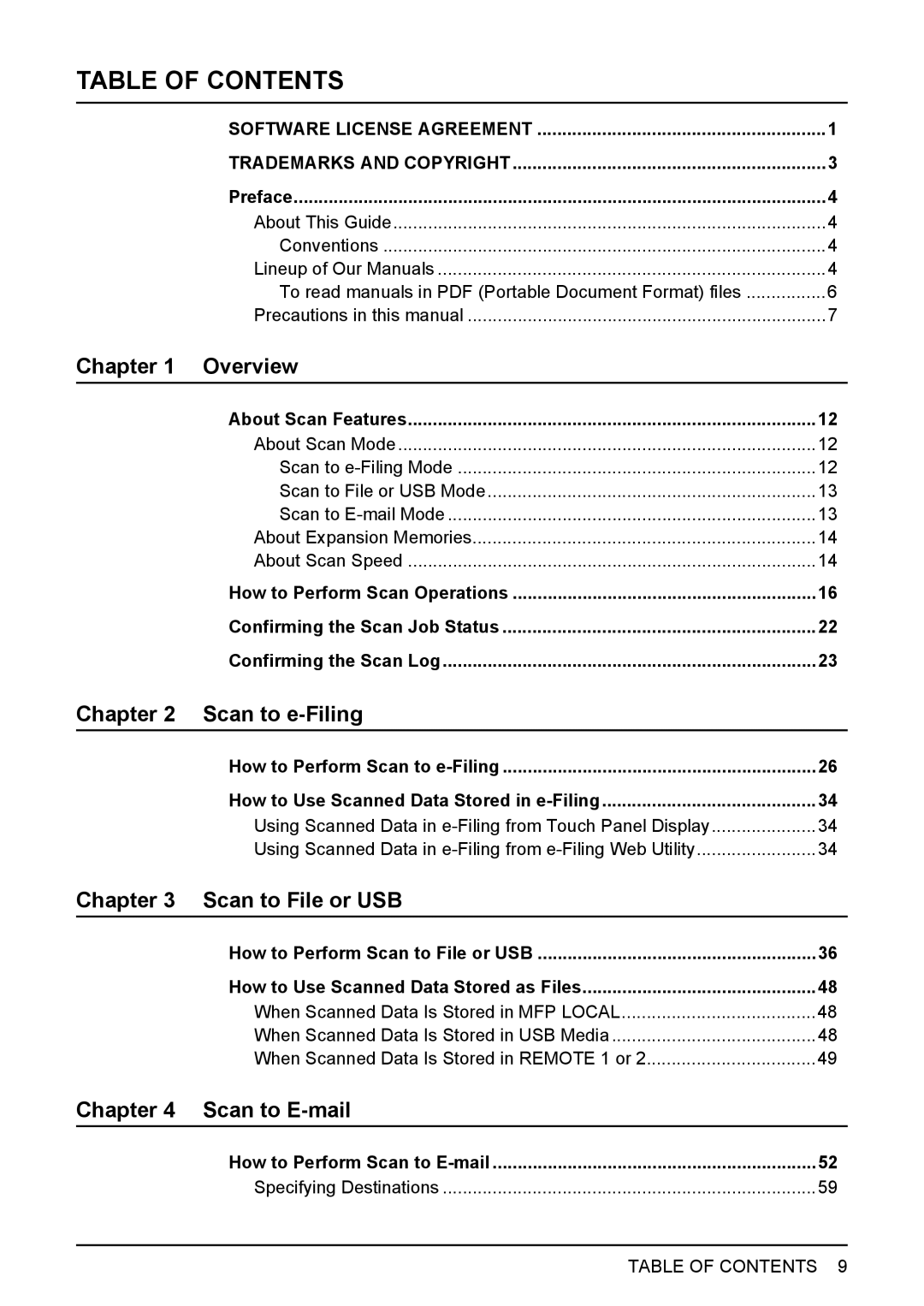 Toshiba 3510C, 3500C, 2500C manual Table of Contents 