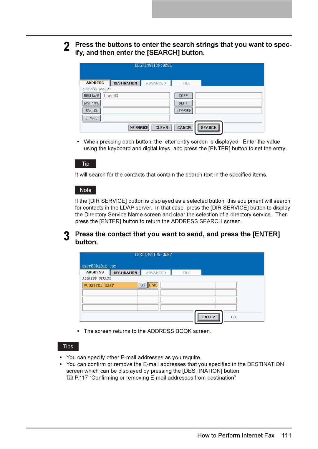 Toshiba 3510C, 3500C, 2500C manual How to Perform Internet Fax 