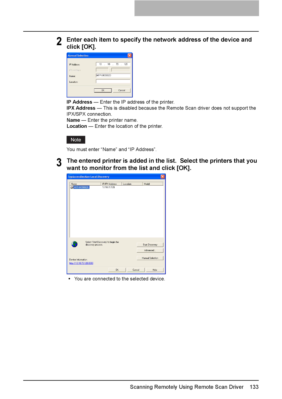 Toshiba 3500C, 2500C, 3510C manual Want to monitor from the list and click OK 