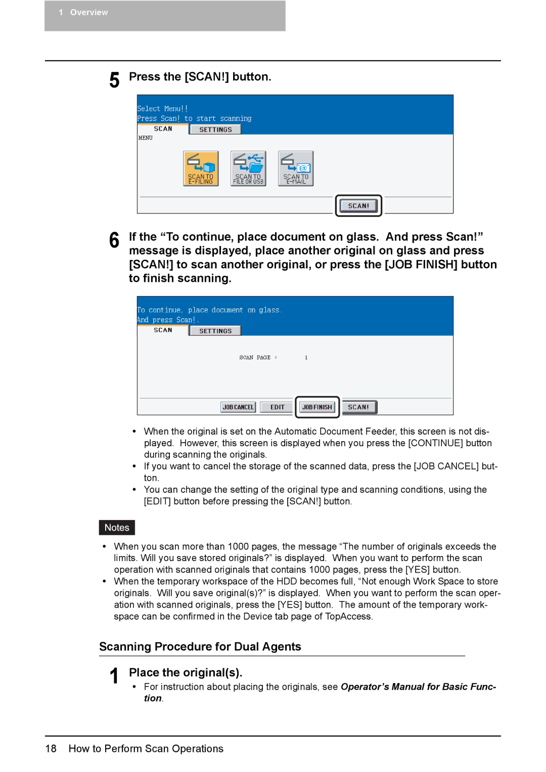 Toshiba 3510C, 3500C, 2500C manual Scanning Procedure for Dual Agents Place the originals 