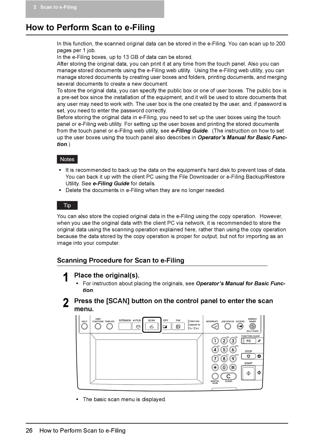 Toshiba 2500C, 3500C, 3510C How to Perform Scan to e-Filing, Scanning Procedure for Scan to e-Filing Place the originals 