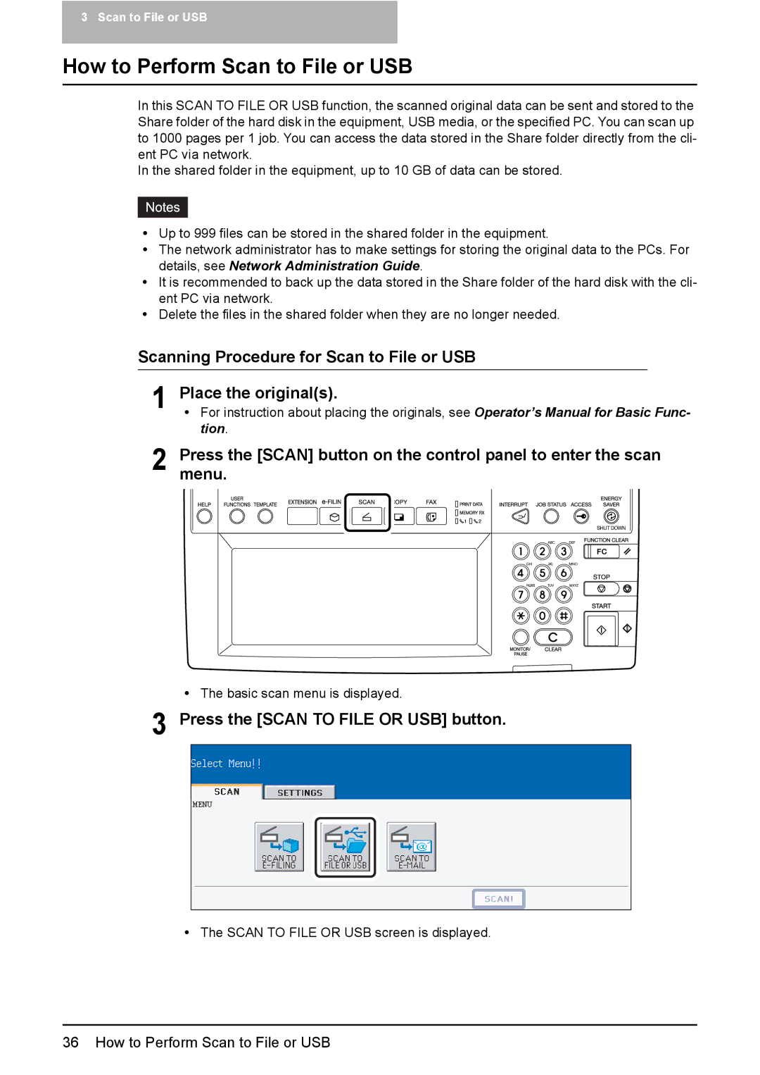 Toshiba 3510C, 3500C, 2500C manual How to Perform Scan to File or USB, Press the Scan to File or USB button 