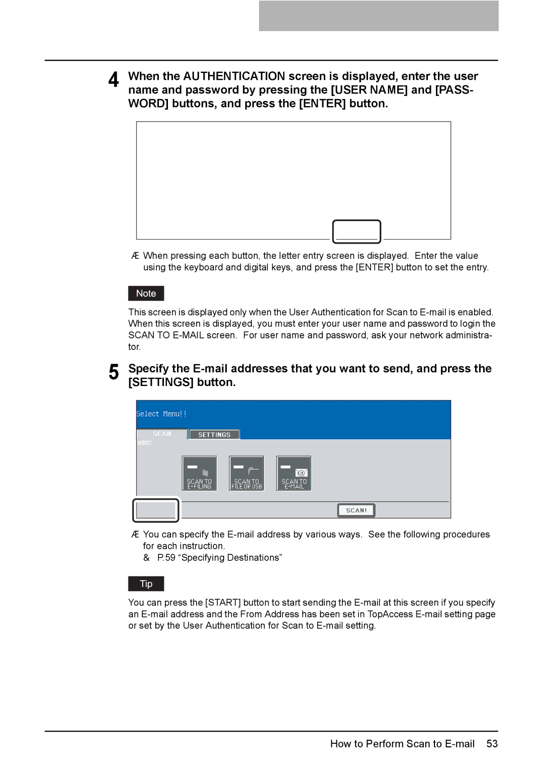 Toshiba 2500C, 3500C, 3510C manual How to Perform Scan to E-mail 