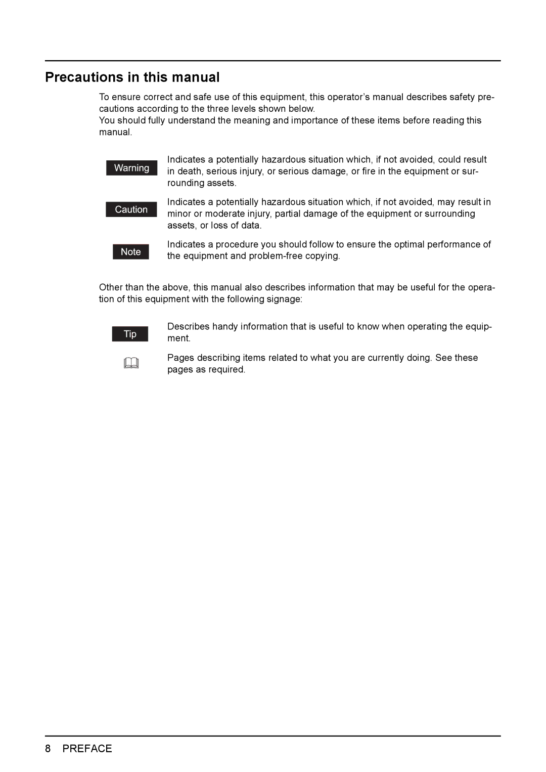 Toshiba 2500C, 3500C, 3510C Precautions in this manual 