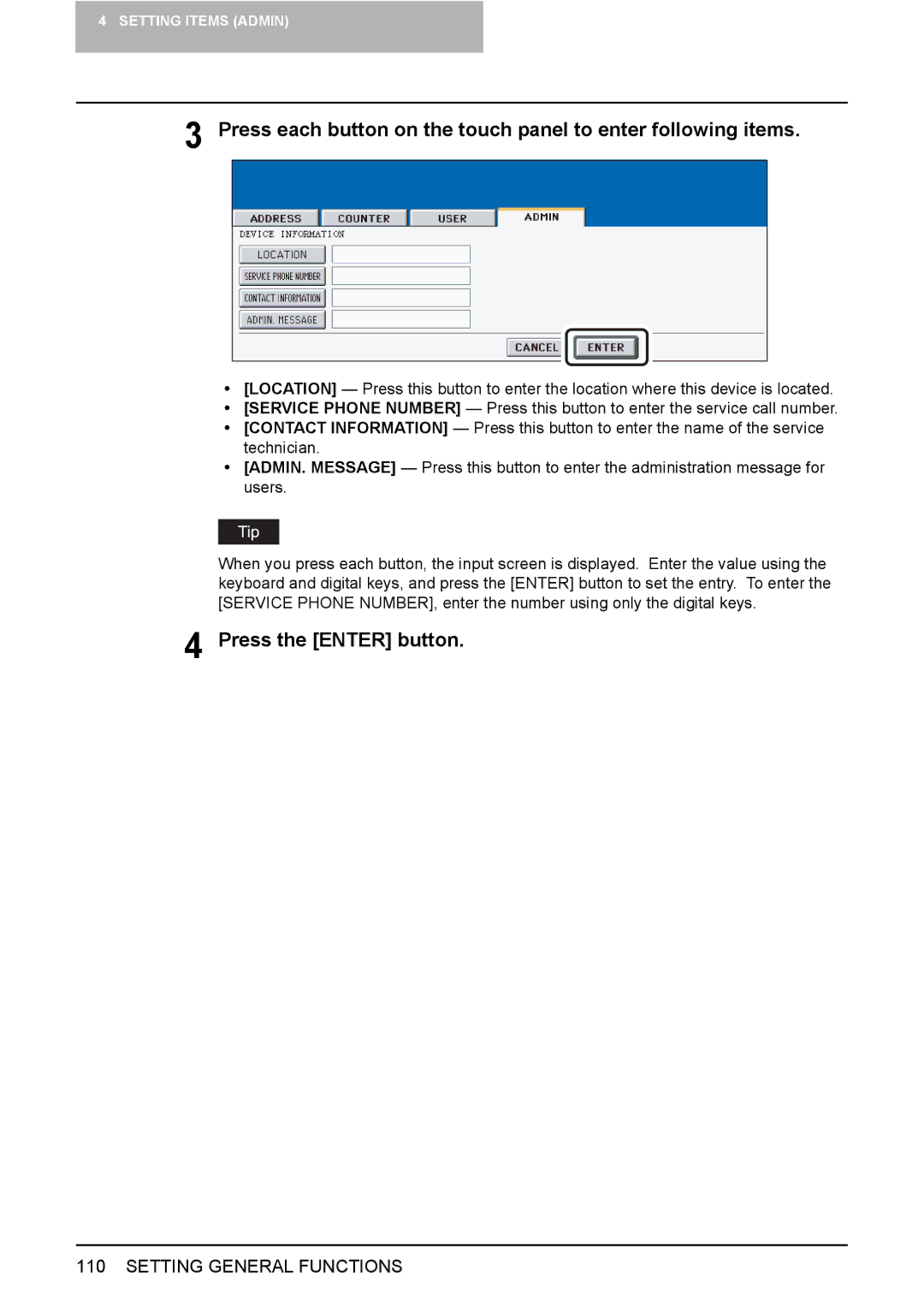 Toshiba 2500C, 3500C, 3510C manual Press the Enter button 