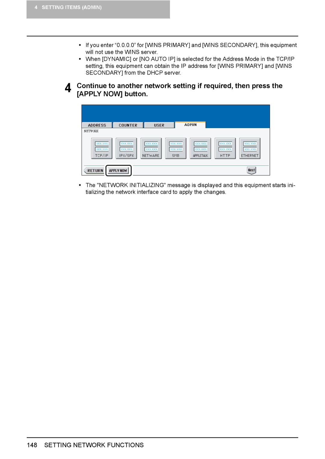 Toshiba 3500C, 2500C, 3510C manual Setting Network Functions 