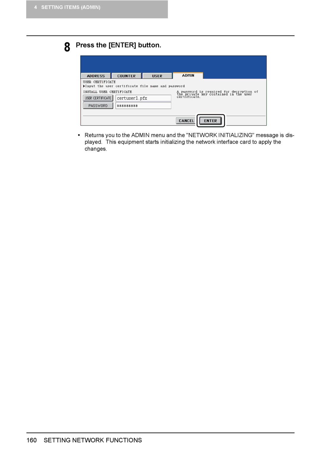 Toshiba 3500C, 2500C, 3510C manual Press the Enter button 