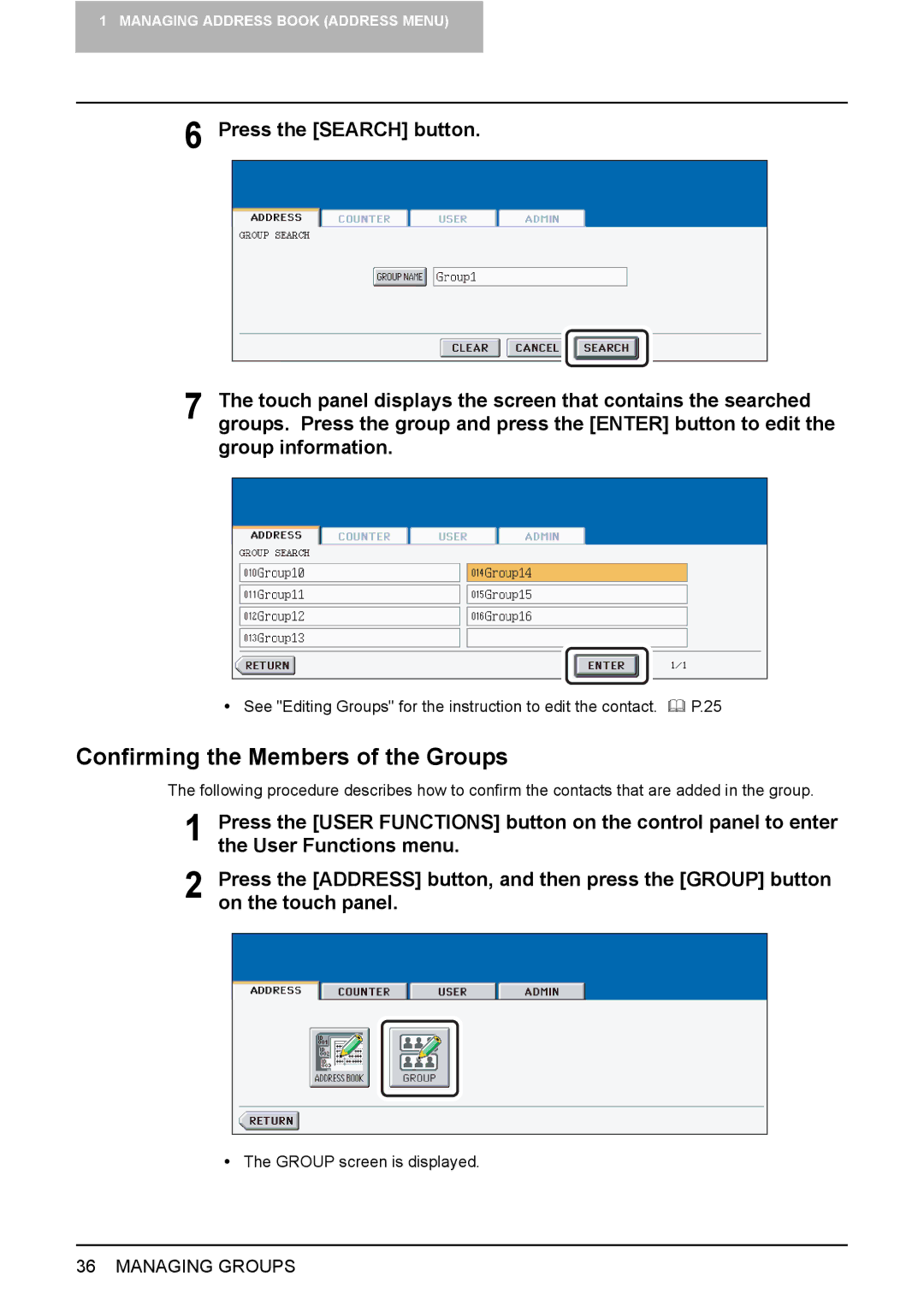 Toshiba 3510C, 3500C, 2500C manual Confirming the Members of the Groups 